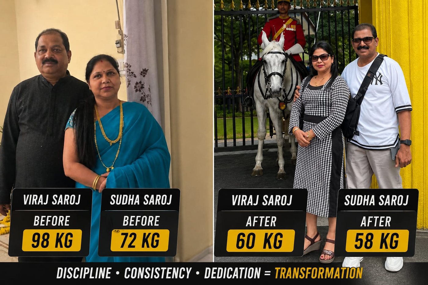 My wife and I, before and after